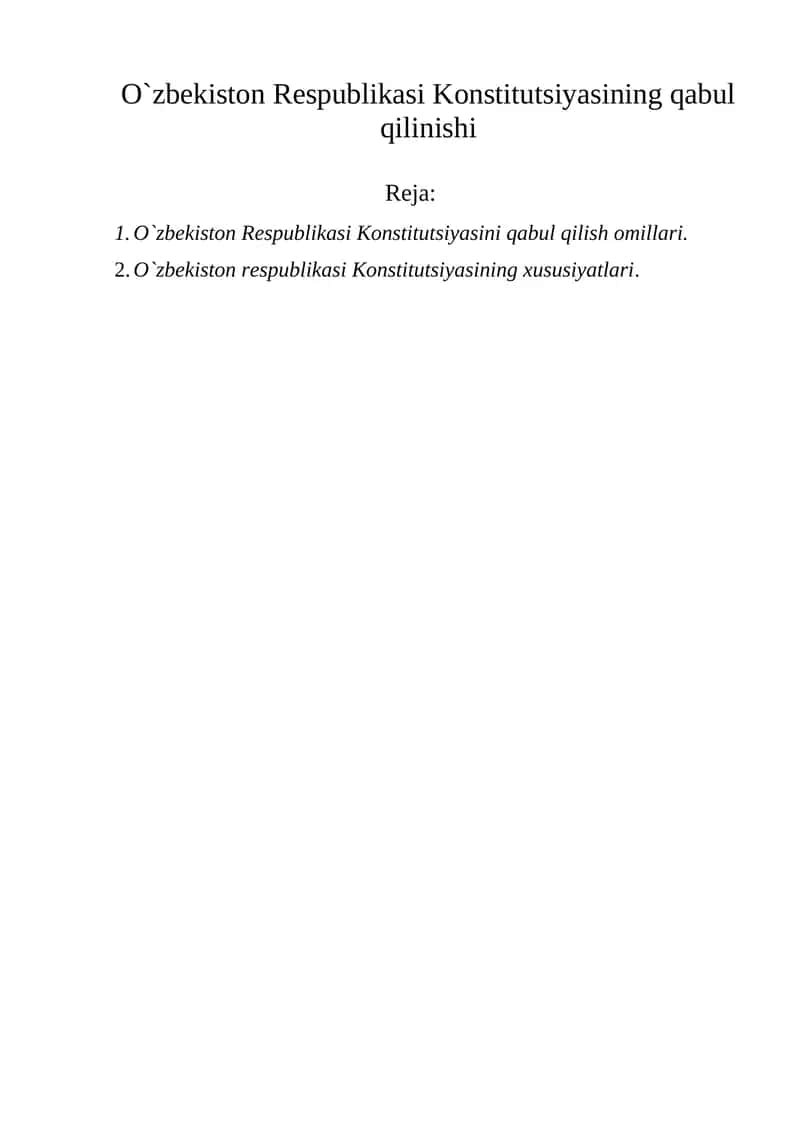 O'zbekiston Respublikasi Konstitutsiyasi 1