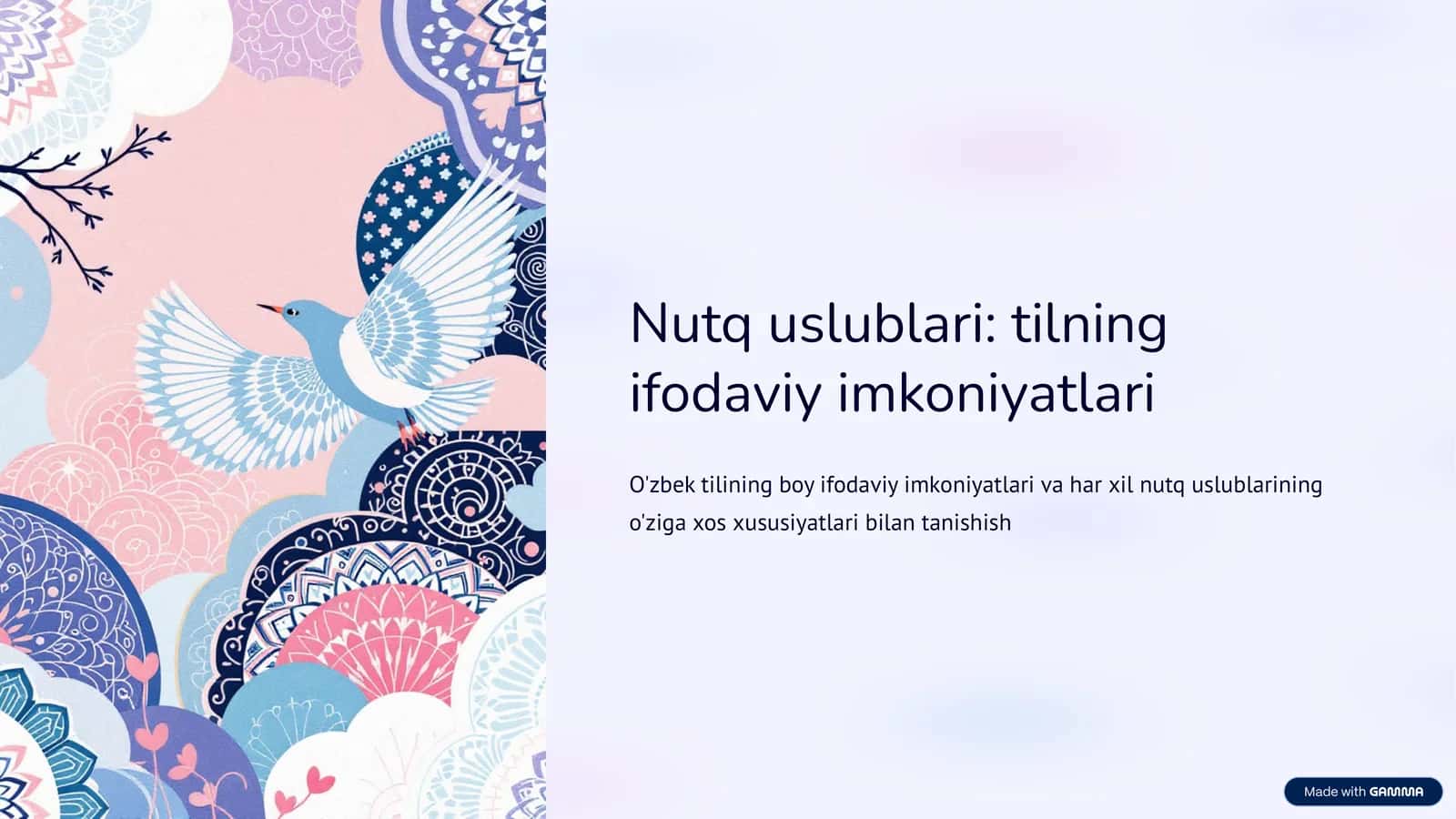 Nutq uslublari: tilning ifodaviy imkoniyatlari 1