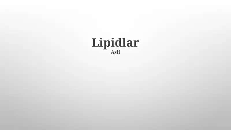 Lipidlar 1