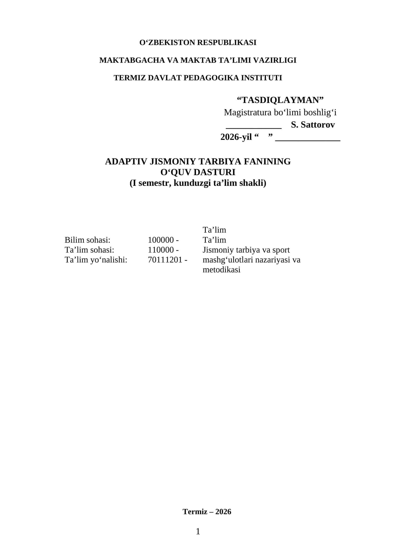 Adaptiv jismoniy tarbiya o'quv dasturi 2026 1