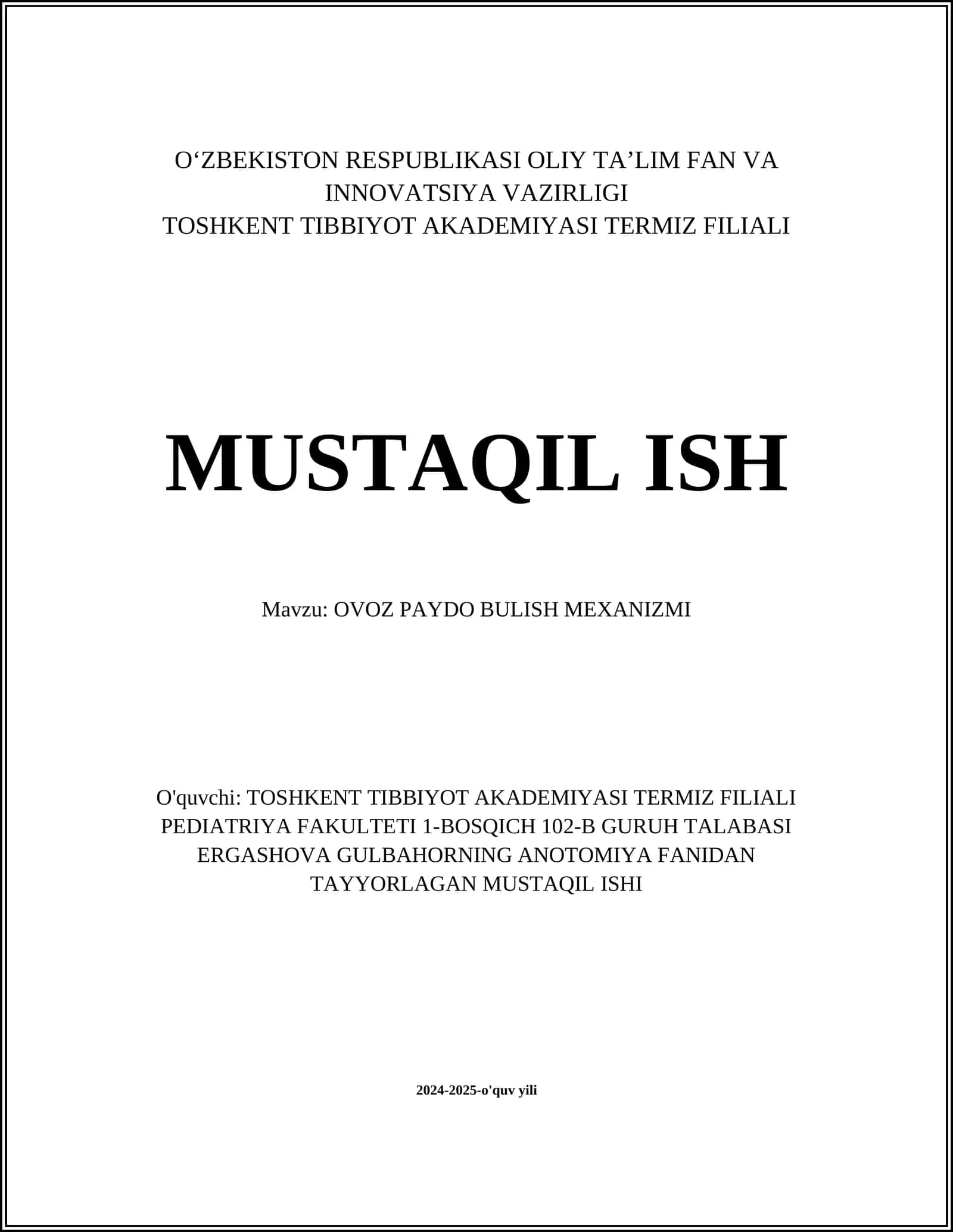 OVOZ PAYDO BULISH MEXANIZMI 1
