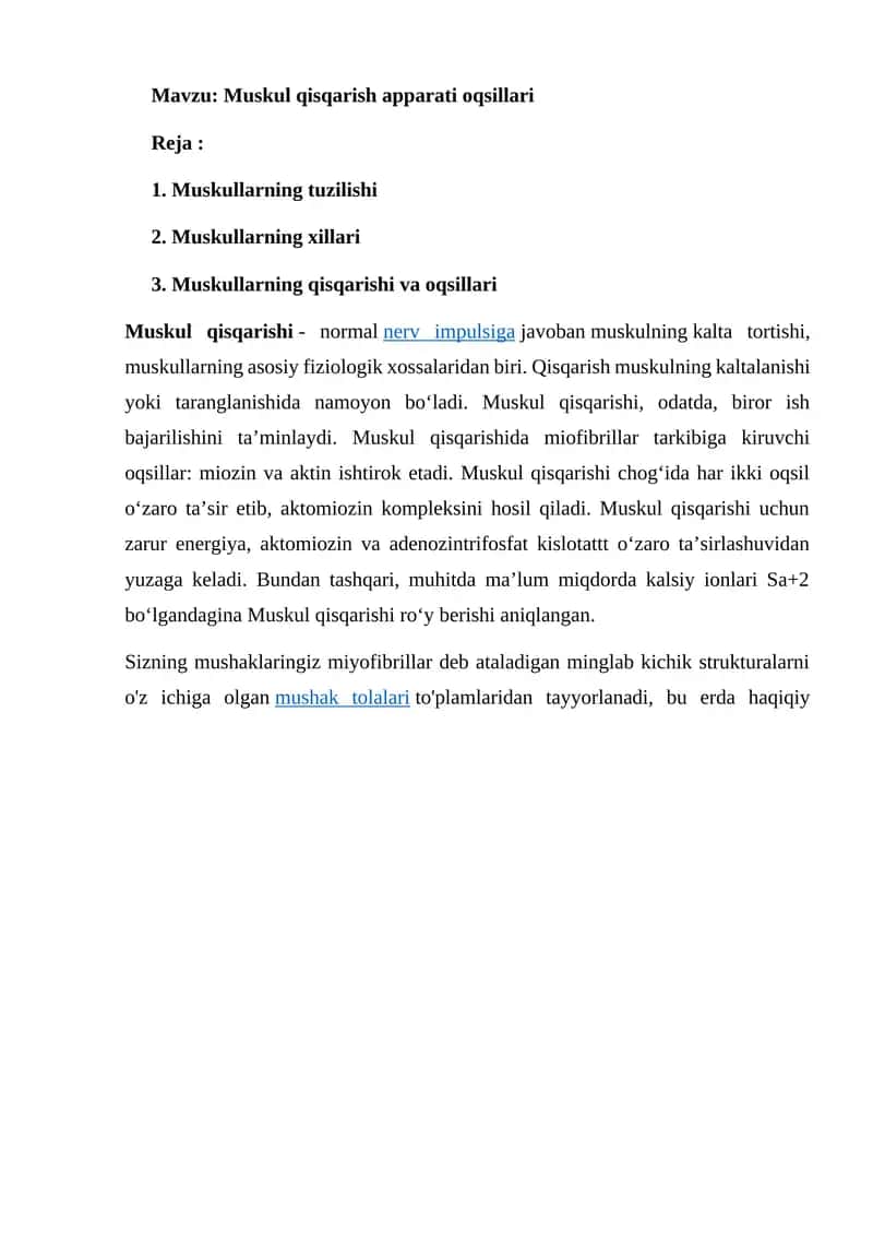 Muskul qisqarish apparati oqsillari 1