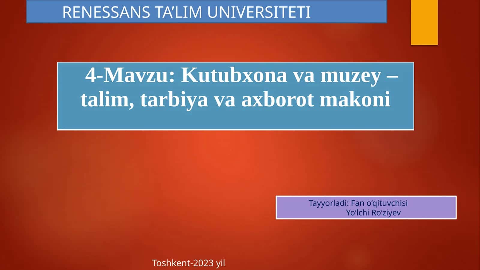 Kutubxona va muzey – talim, tarbiya va axborot makoni 1