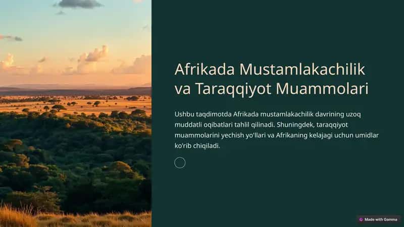 Mustamlakachilik va Taraqqiyot Muammolari 1