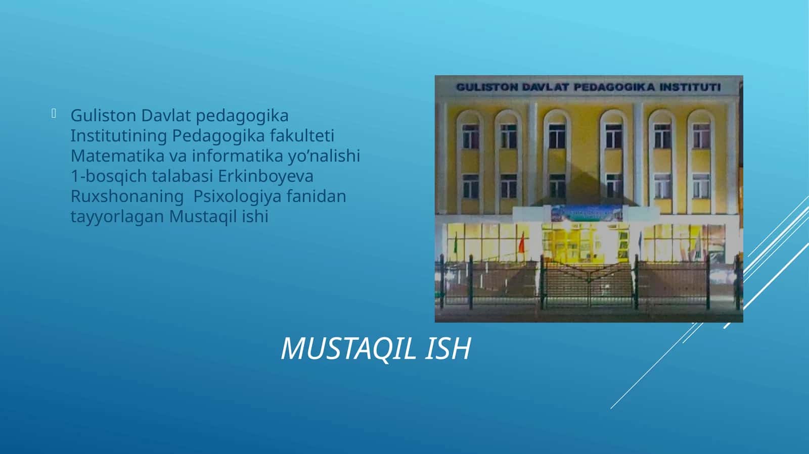 Psixologiyafanidantayyorlagan Mustaqilish 1