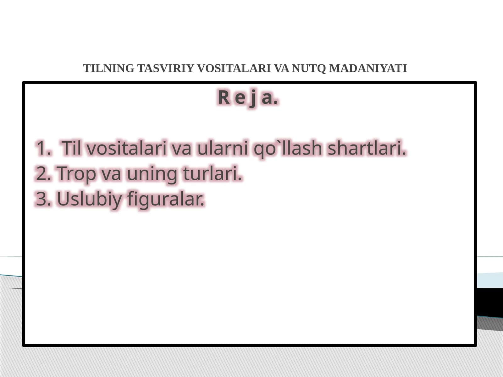 Tilning tasviriy vositalari va nutq madaniyati 1