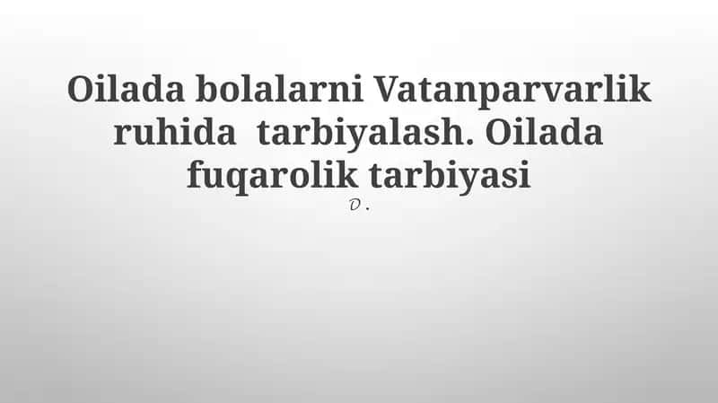 Fuqarolik va Vatanparvarlik Tarbiyasi 1