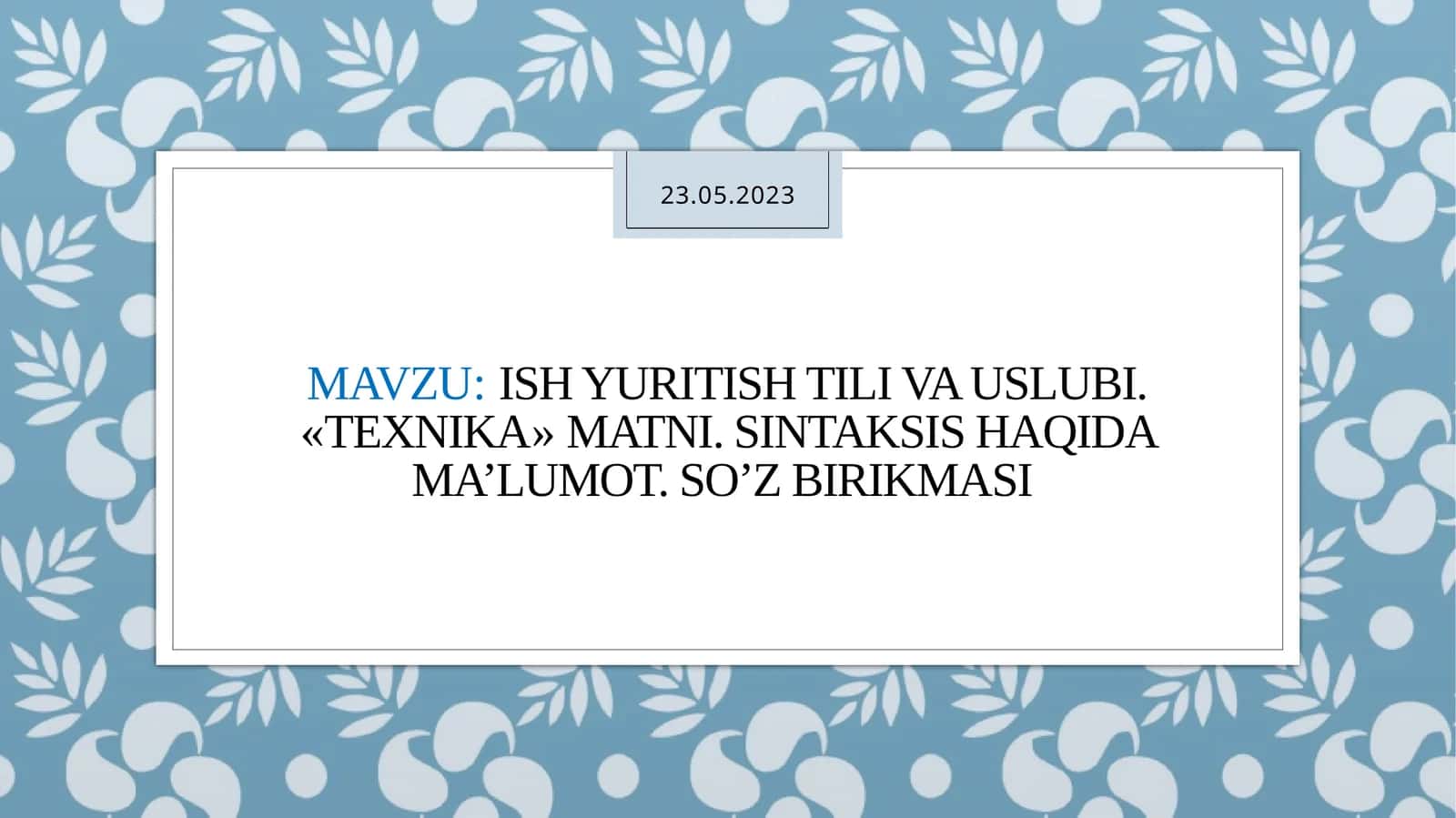 ishyuritishtili va uslubi 1