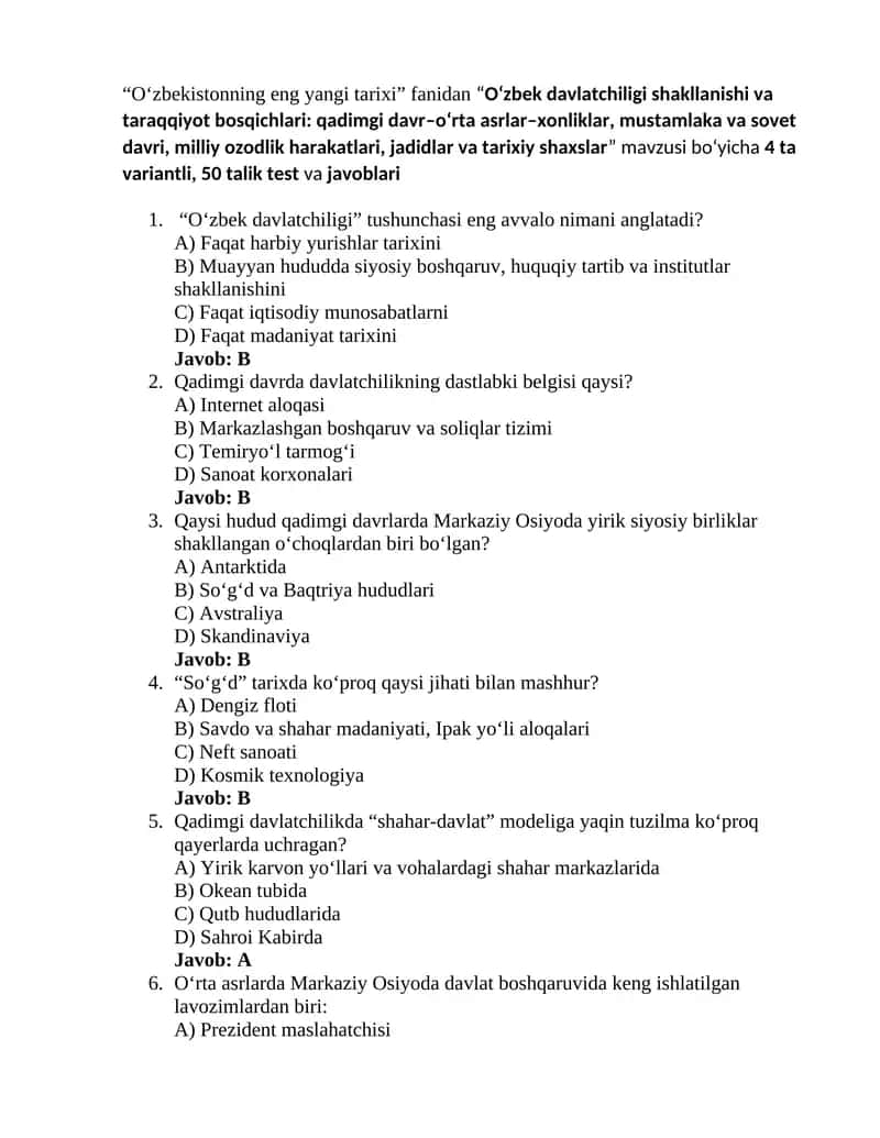 O'zbekistonning eng yangi tarixi 1