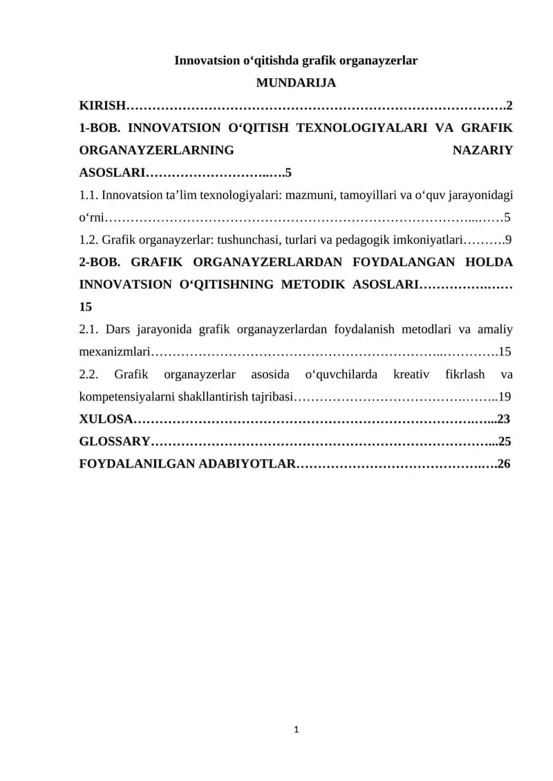 Innovatsion o‘qitishda grafik organayzerlar 1