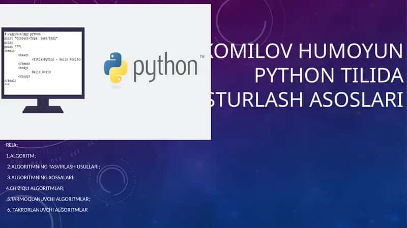 PYTHONtili dasturlash asoslari 1