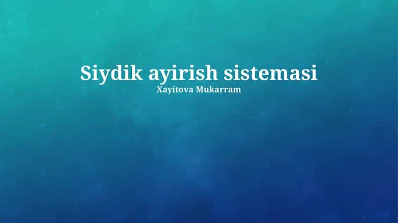 Siydik ayirish sistemasi 1
