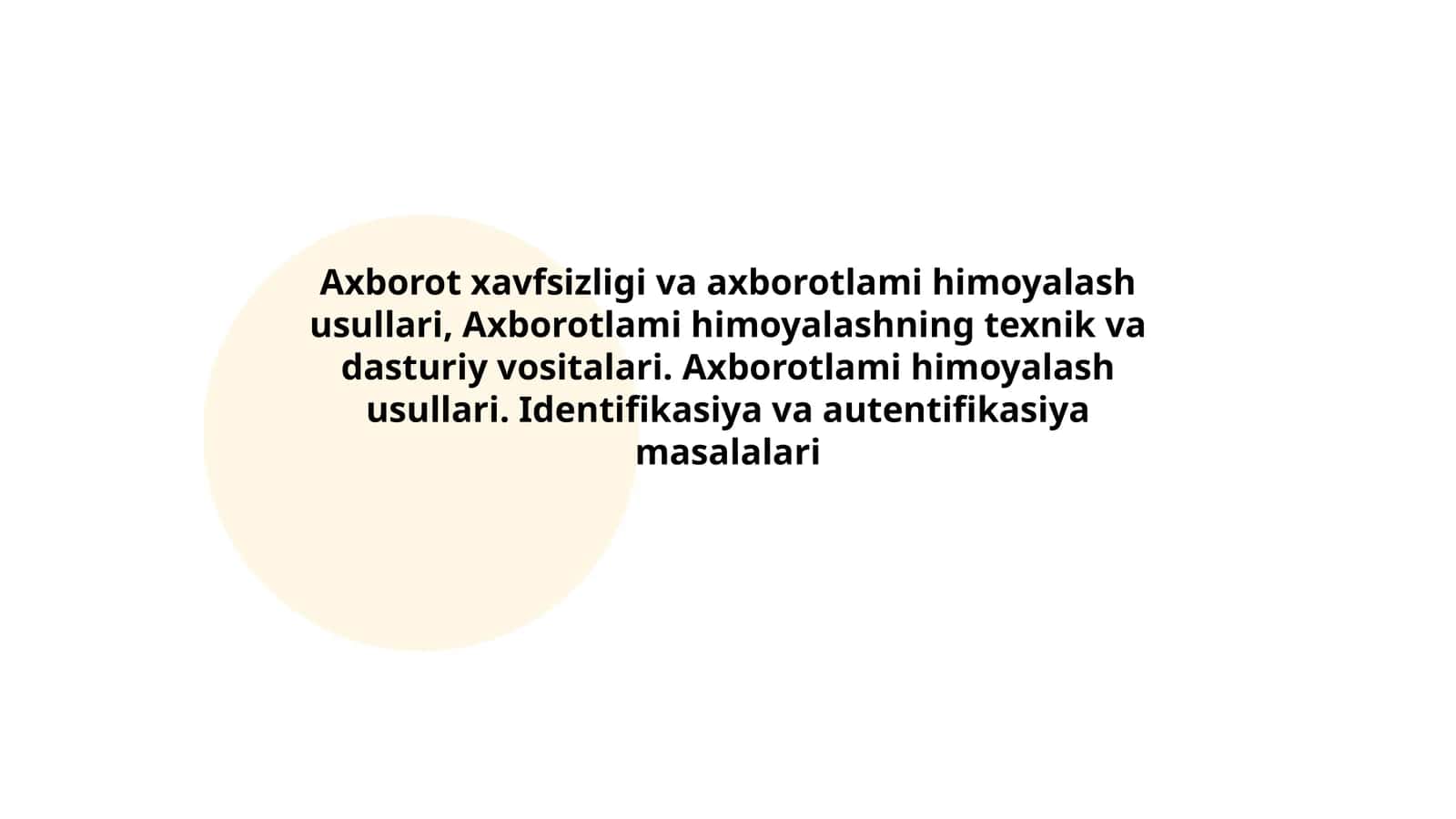 Identifikasiya va autentifikasiya masalalari 1