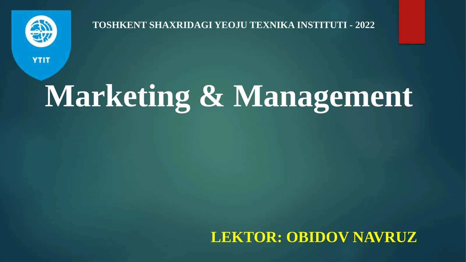 MARKETING ASOSLARIGA KIRISH 1