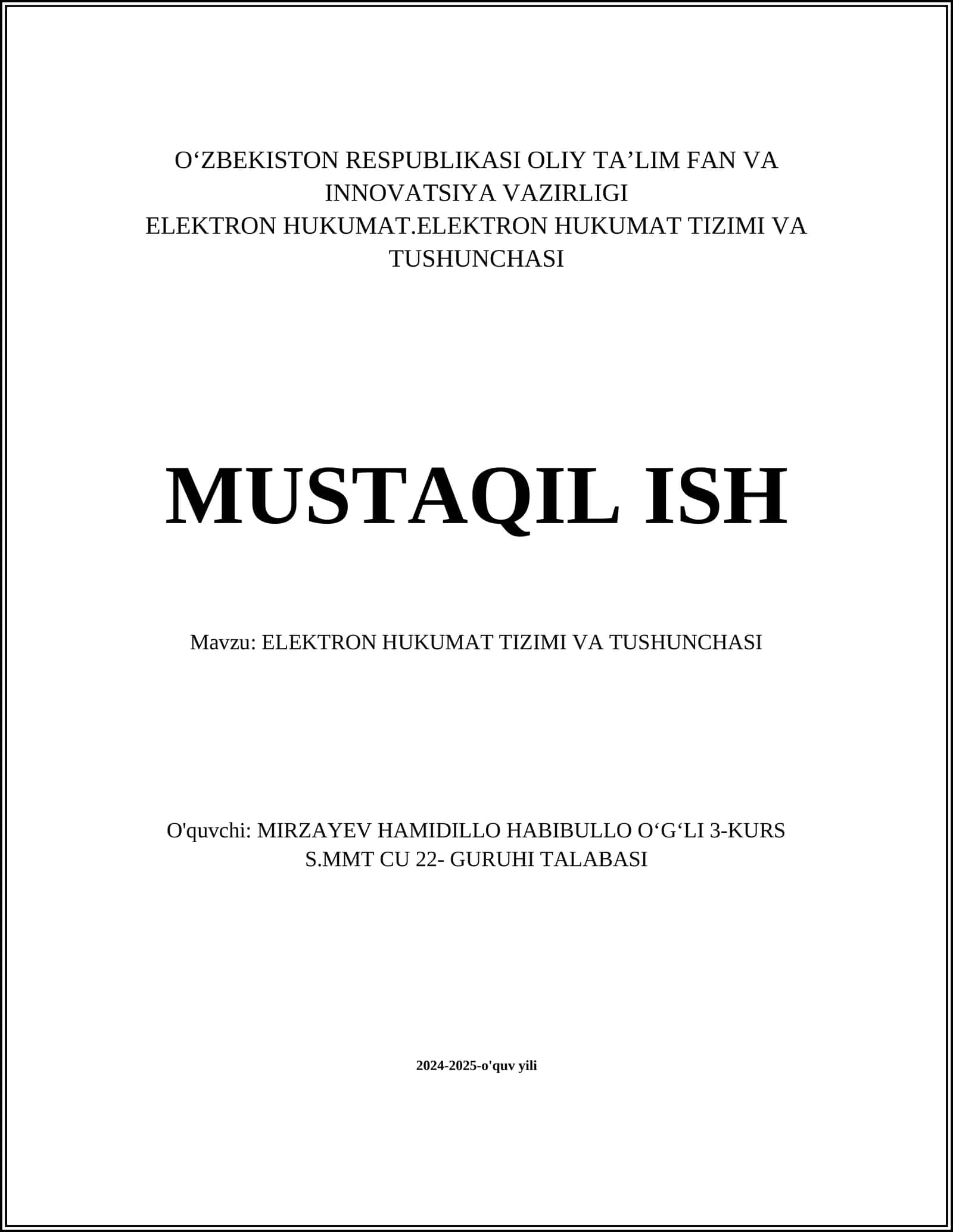 Elektron hukumat tizimi va tushunchasi 1
