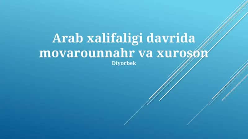Arab xalifaligi davrida movarounnahr va xuroson 1