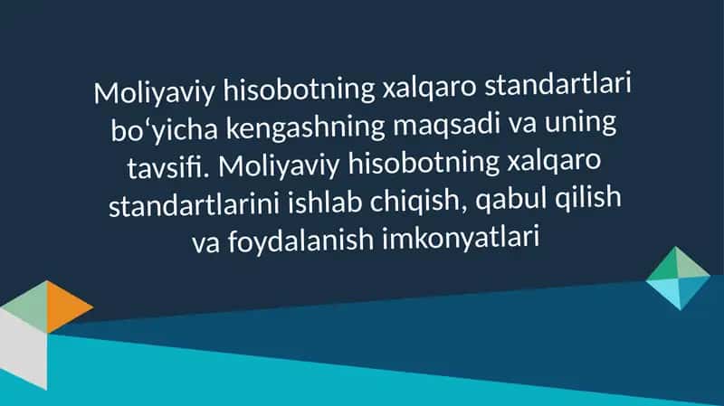 Moliyaviy Hisobotning Xalqaro Standartlari 1