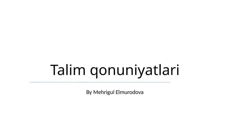 Talim qonuniyatlari 1