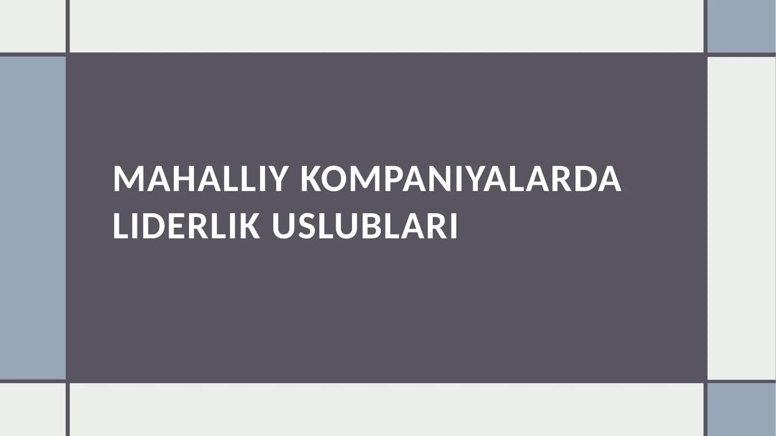 Mahalliy kompaniyalarda liderlik uslublari 1