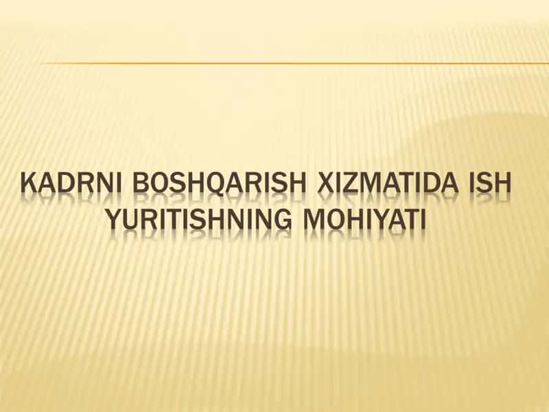 Personalni boshqarishning samaradorligi 1