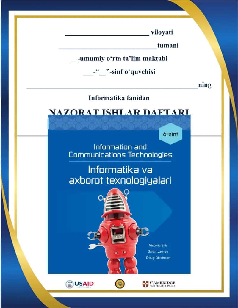 6-sinf informatika test yillik 1