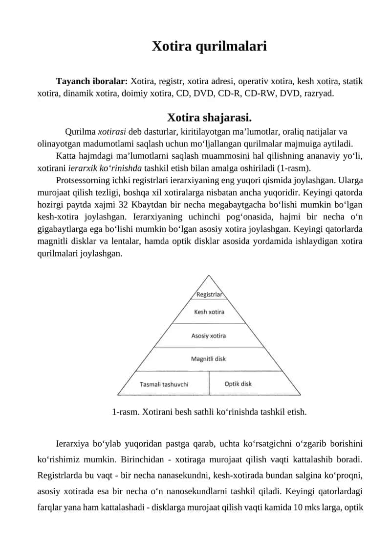 Xotira qurilmalari 1