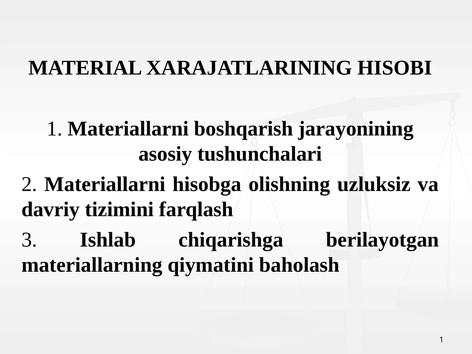 MATERIAL XARAJATLARINING HISOBI 1