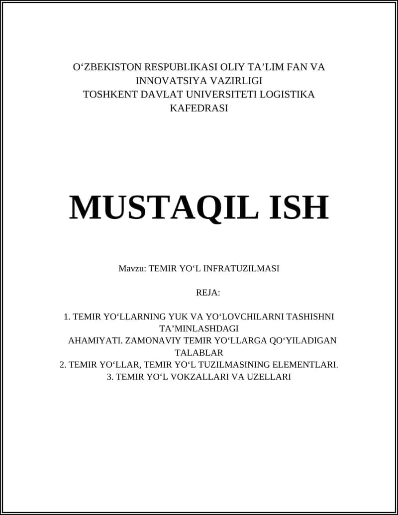 TEMIR YOʻL INFRATUZILMASI 1