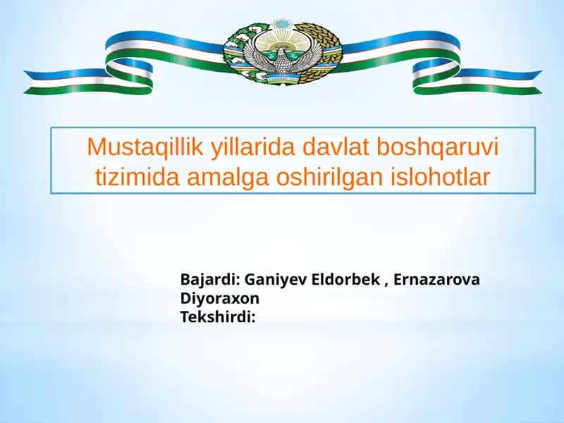 O'zbekistonning o'ziga xos taraqqiyot yo'llari 1