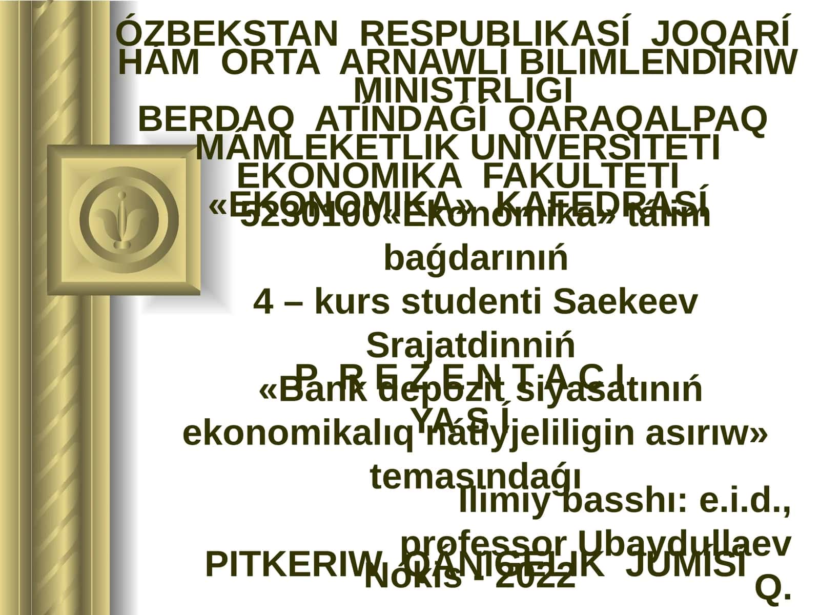 PITKERIW QÁNIGELIK JUMÍSÍ 1