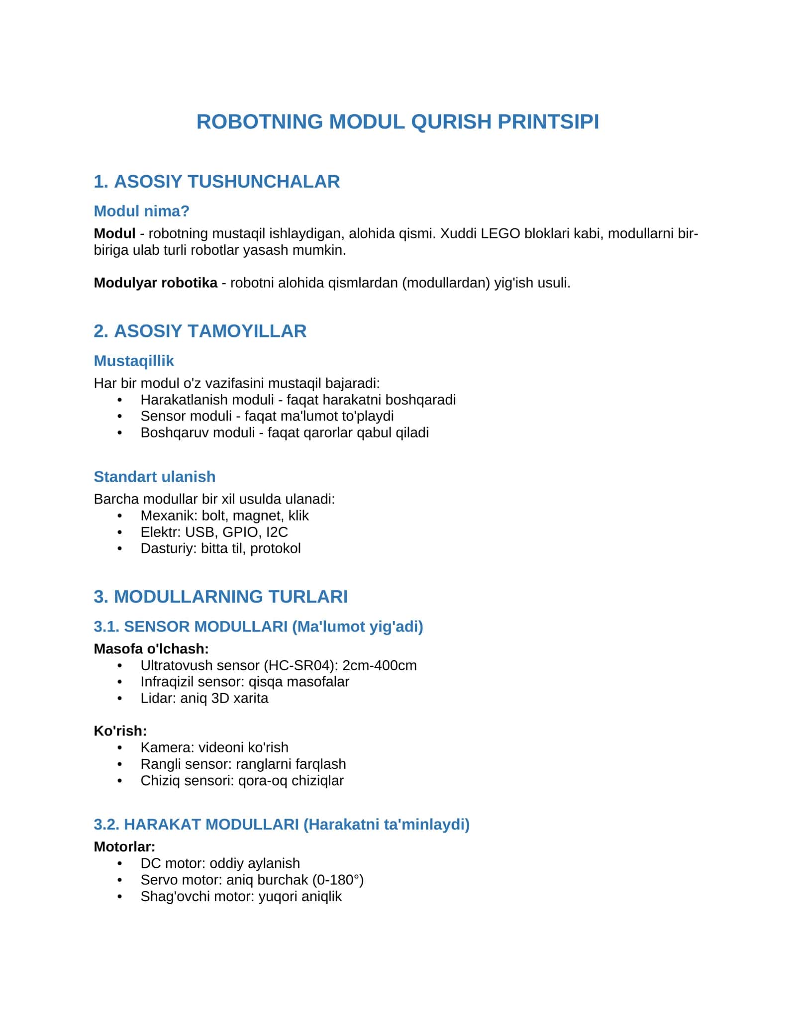 ROBOTNING MODUL QURISH PRINTSIPI 1