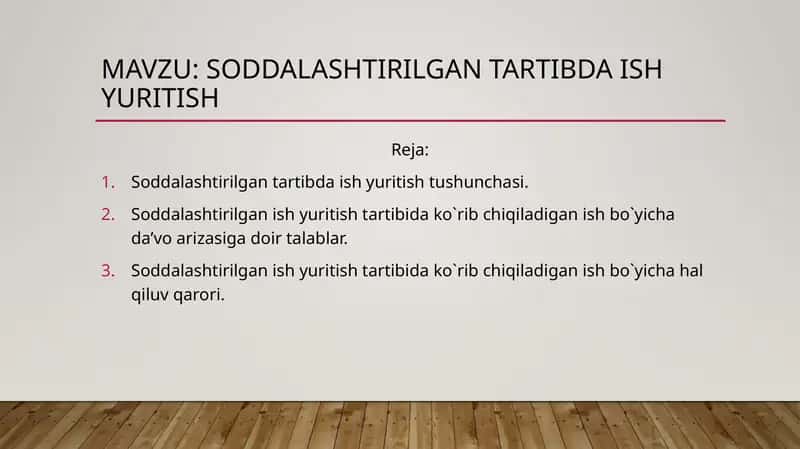 Soddalashtirilgan tartibda ish yuritish 1