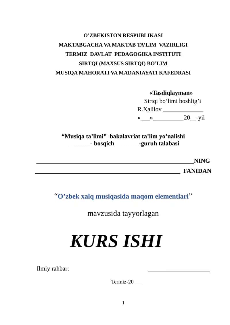 O’zbek xalq musiqasida maqom elementlari 1