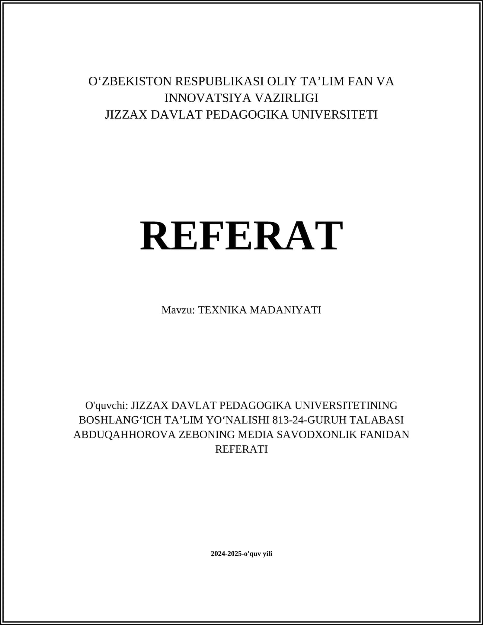 TEXNIKA MADANIYATI 1