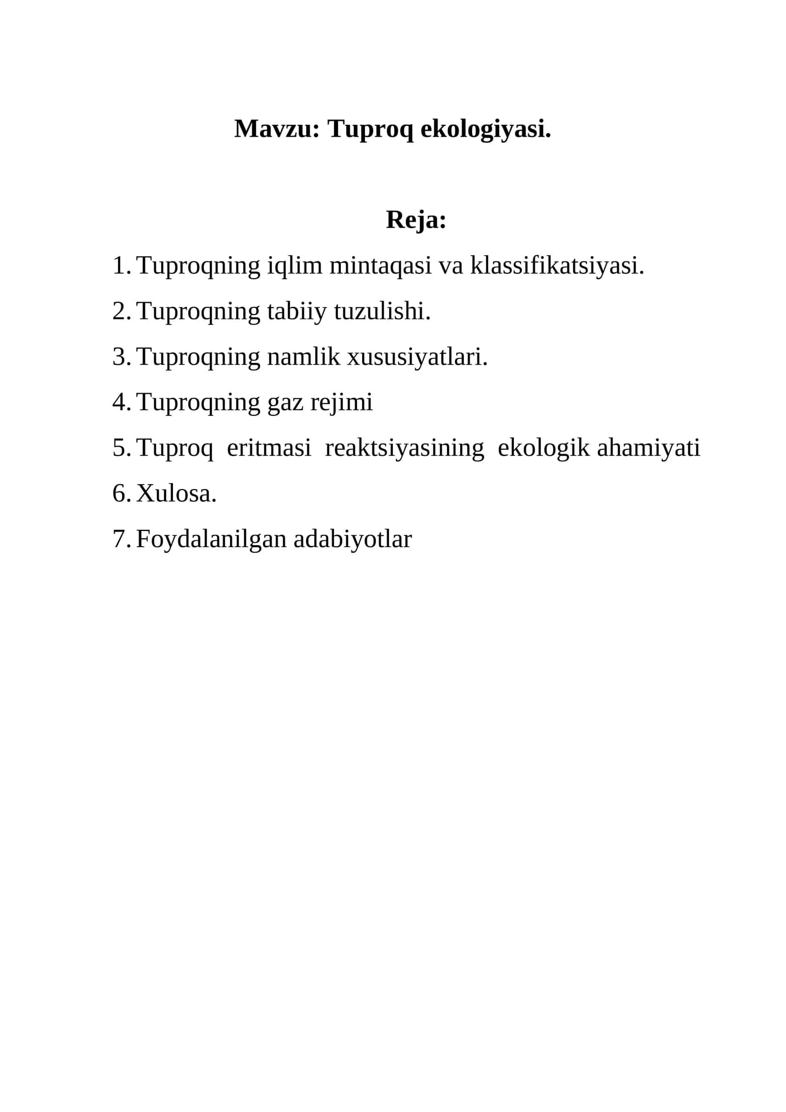 Tuproq Ekologiyasi 1