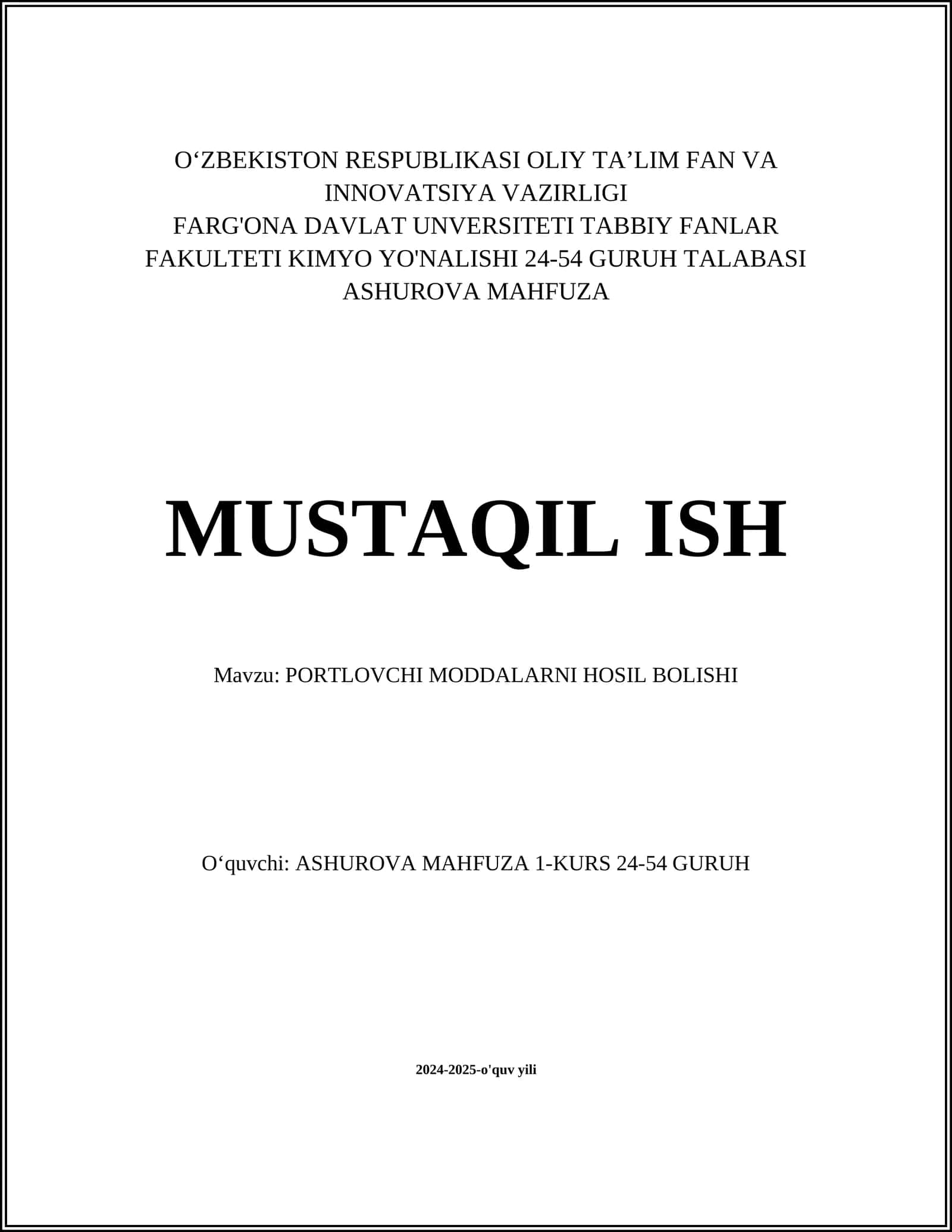 PORTLOVCHI MODDALARNI HOSIL BOLISHI 1