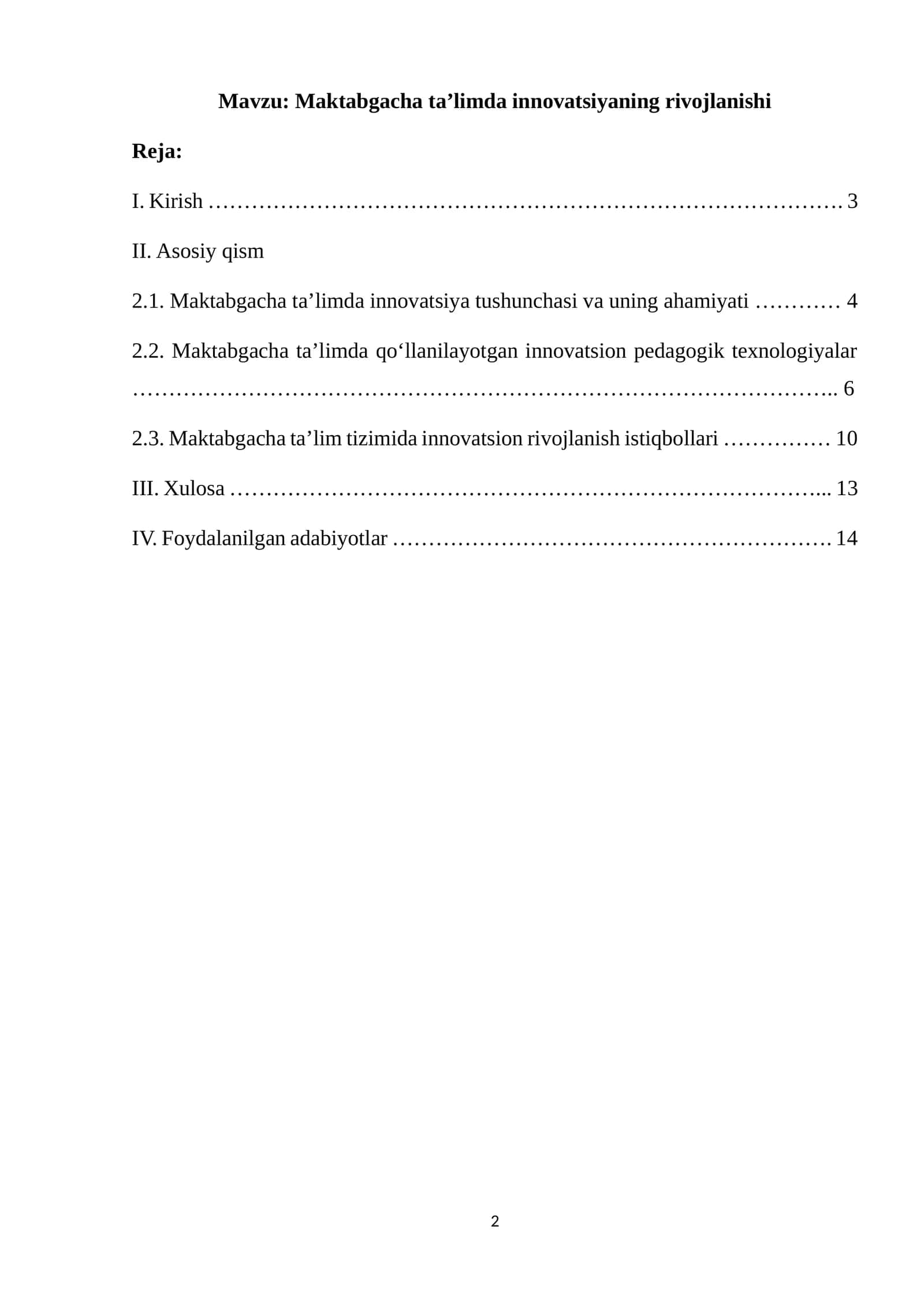 Maktabgacha taʼlimda innovatsiyaning rivojlanishi 1