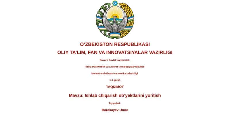 Ishlab chiqarish ob’yektlarini yoritish 1
