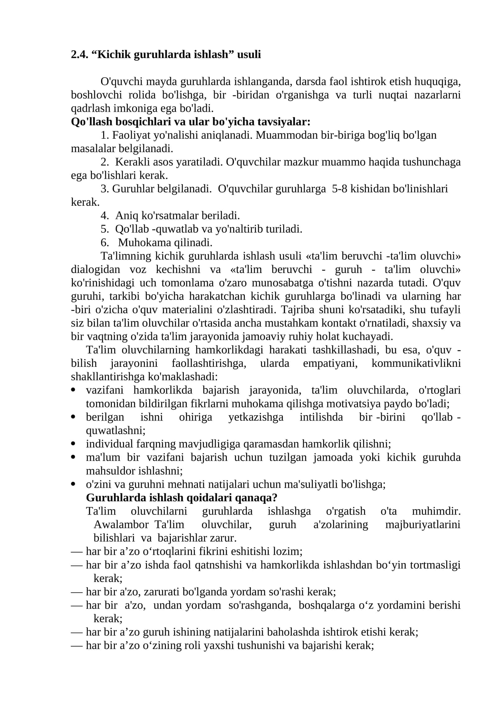 Ta'limning kichik guruhlarda ishlash usuli 1