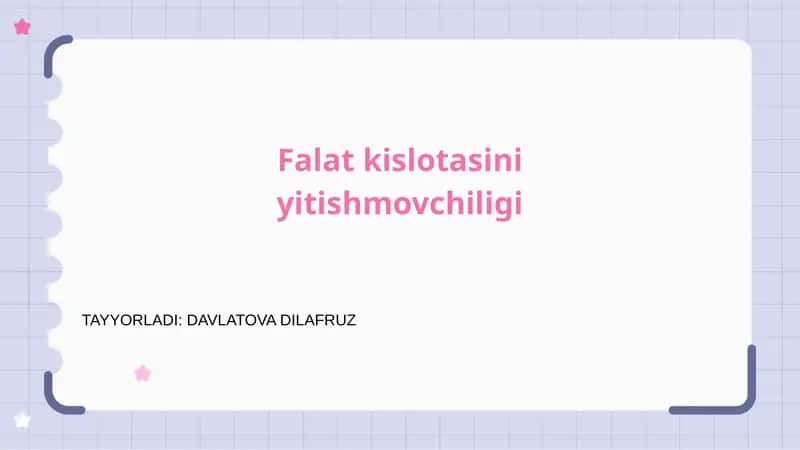 Folat kislotasini yitishmovchiligi 1