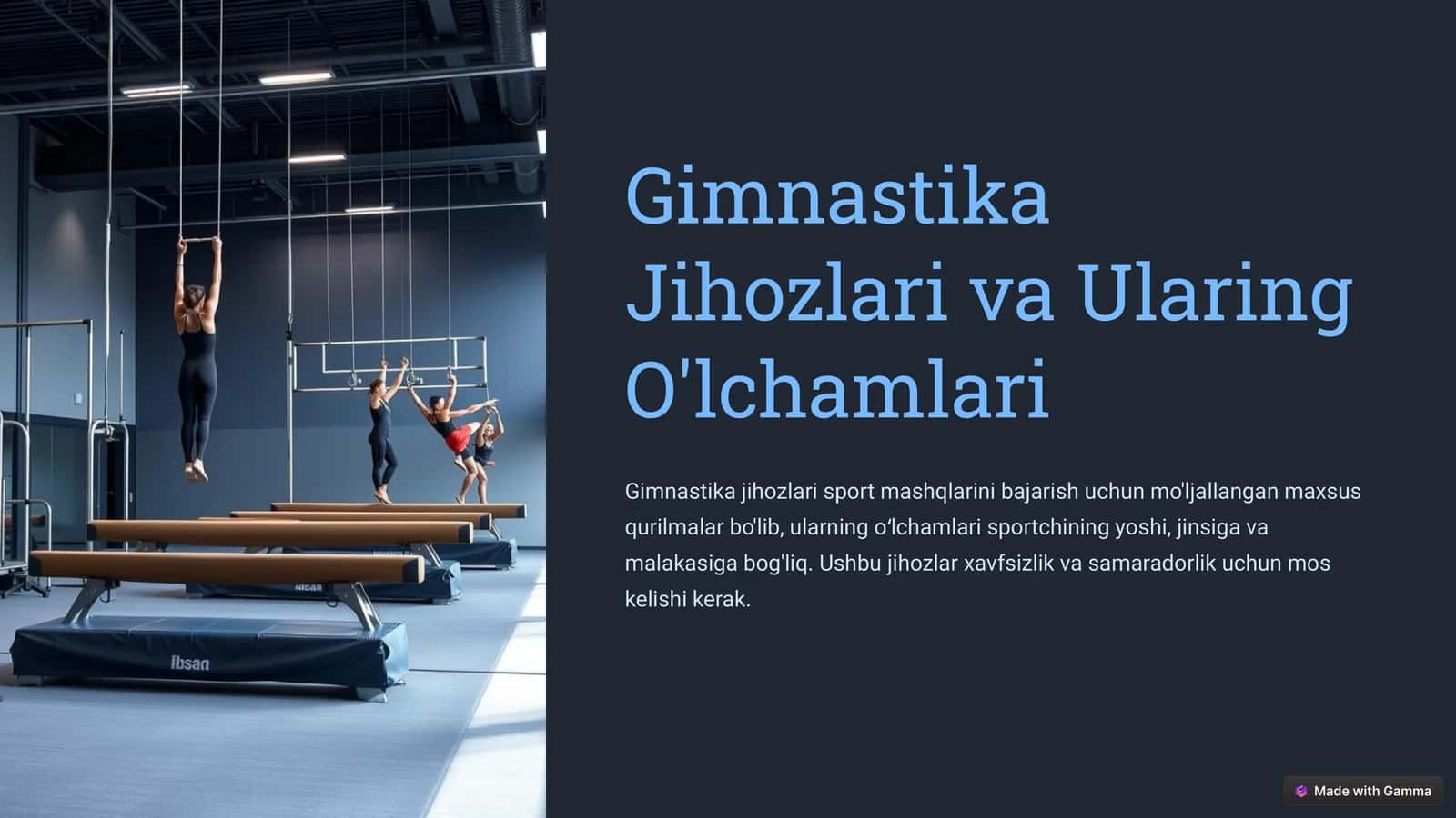Gimnastika Jihozlari va Ularing O'lchamlari 1