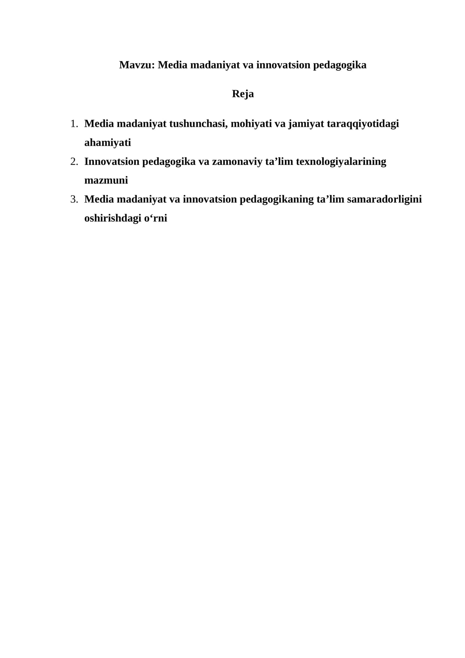 Media madaniyat va innovatsion pedagogika 1