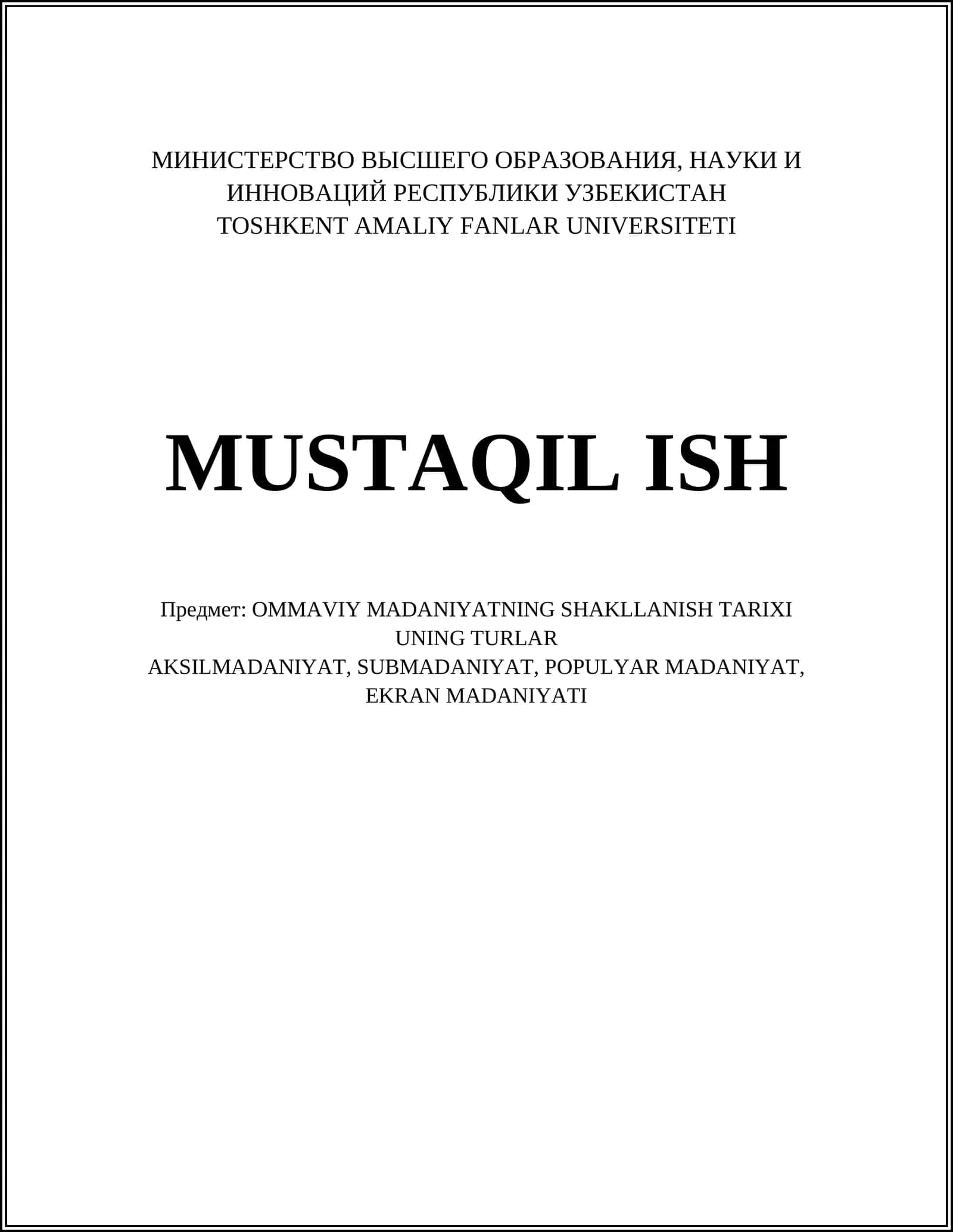 OMMAVIY MADANIYATNING SHAKLLANISH TARIXI VA UNING TURLAR 1