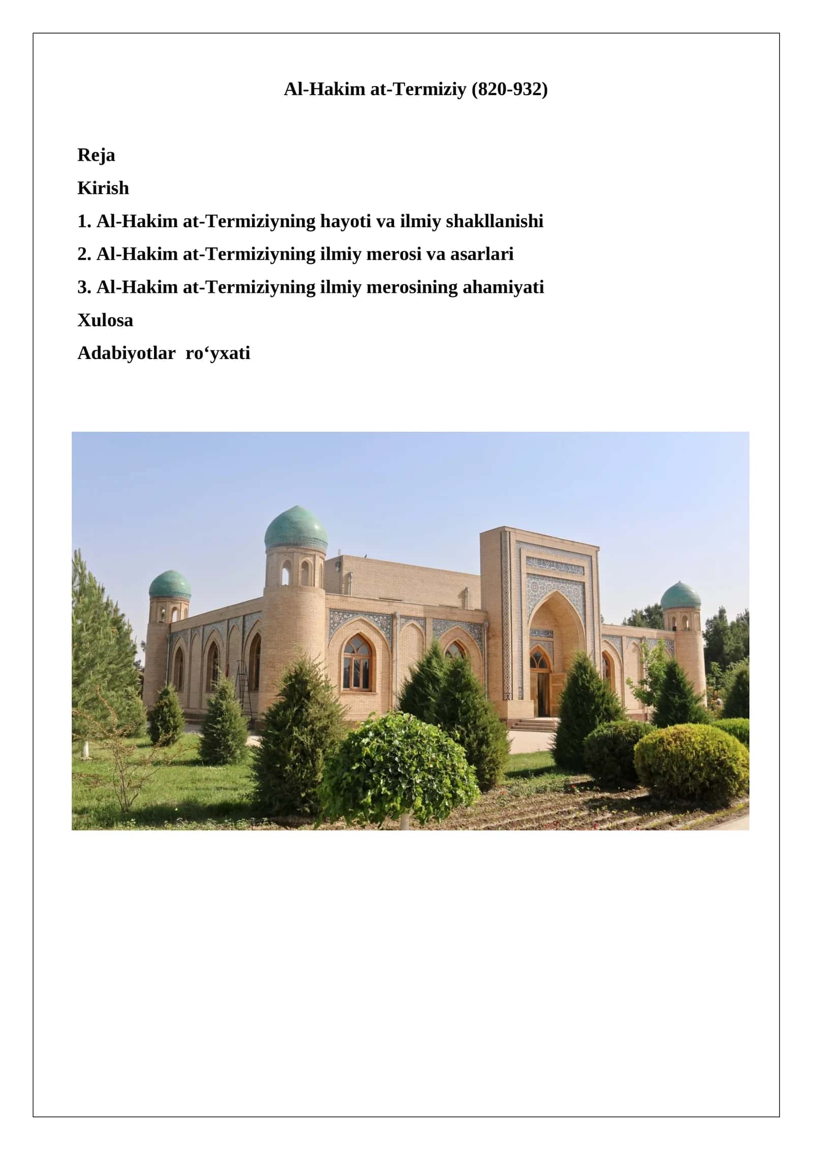 Al-Hakim at-Termiziy (820-932) 1