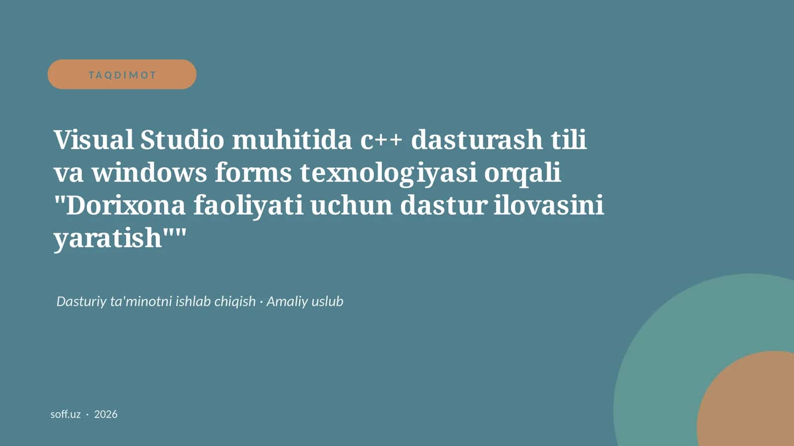 Dorixona faoliyati uchun dastur ilovasi yaratish 1