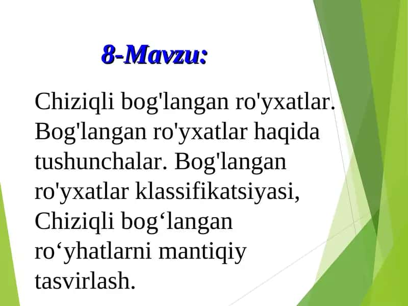 Chiziqli bog'langan ro'yxatlar 1