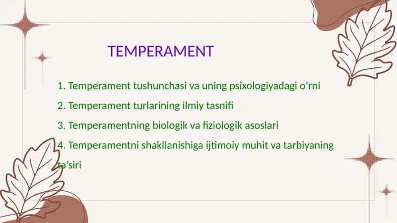Temperament. Xarakter 1