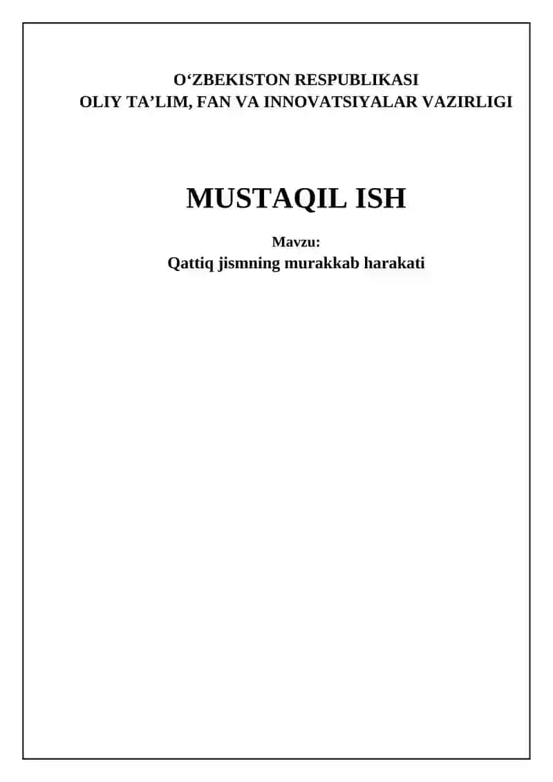 Qattiq jismning murakkab harakati