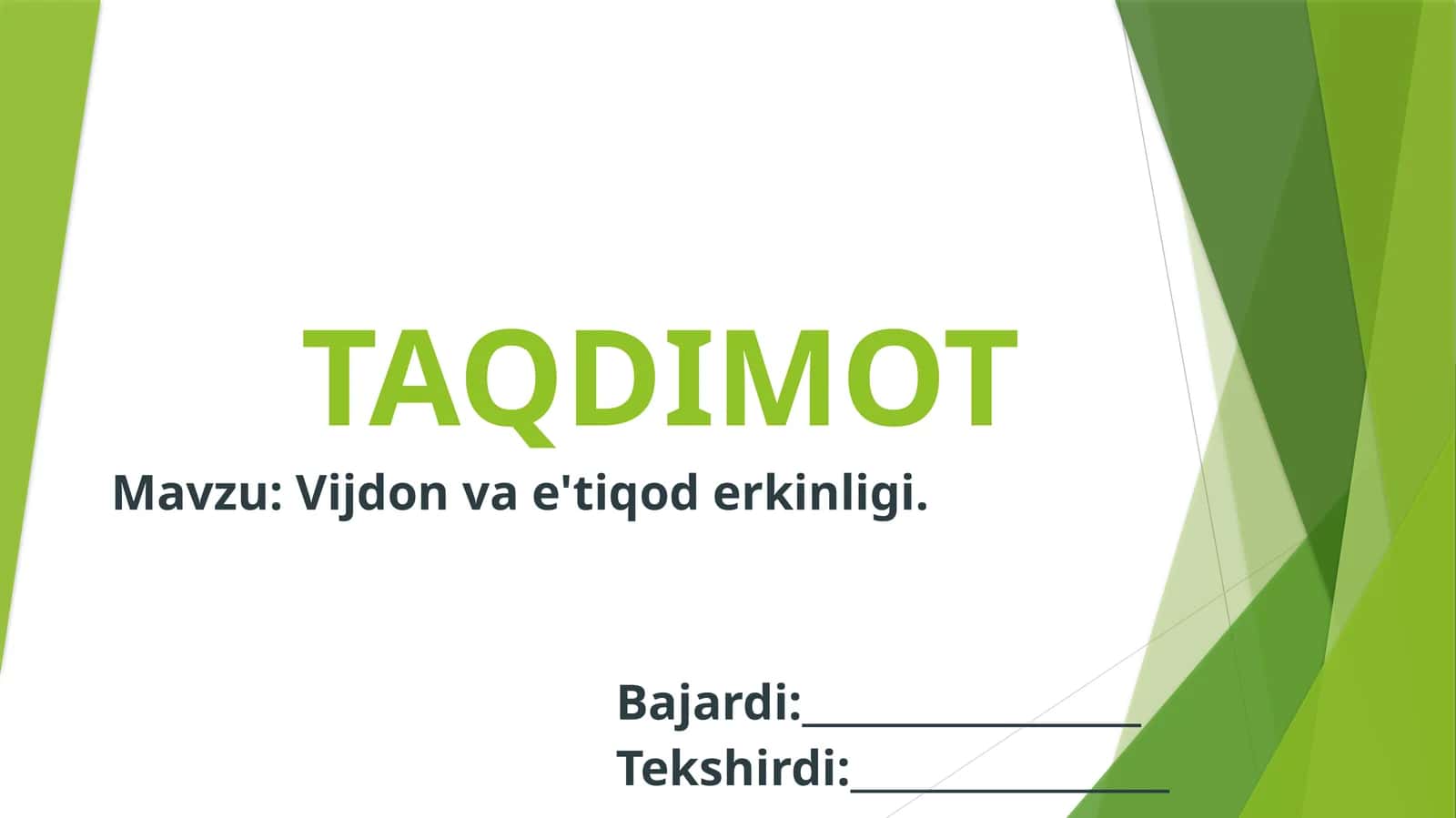 Vijdon va e'tiqod erkinligi 1