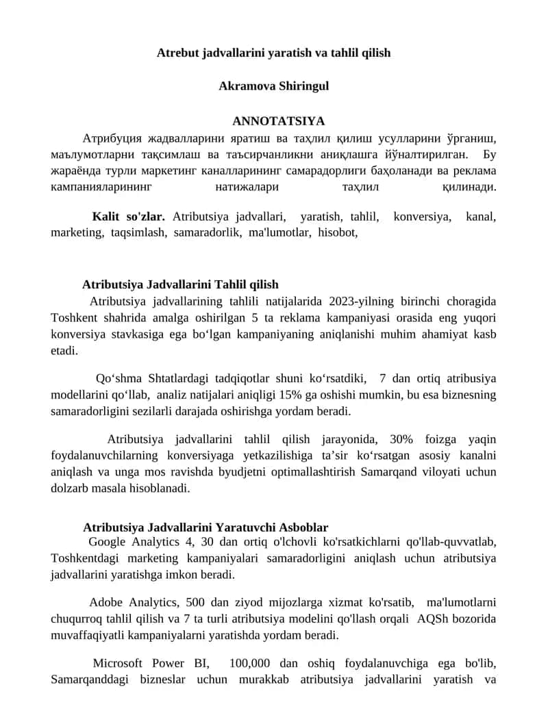 Atributsiya Jadvallarini Tahlil qilish 1